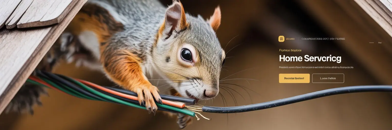 Squirrel chewing on electrical wires