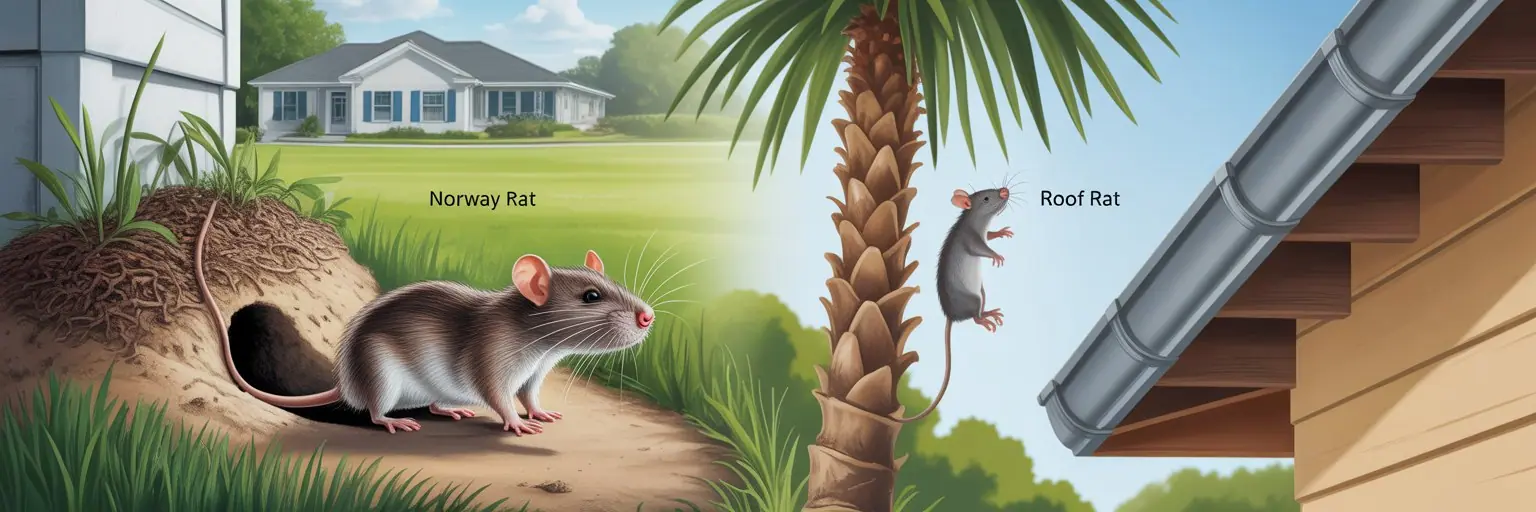 Illustration of a Norway rat and a roof rat