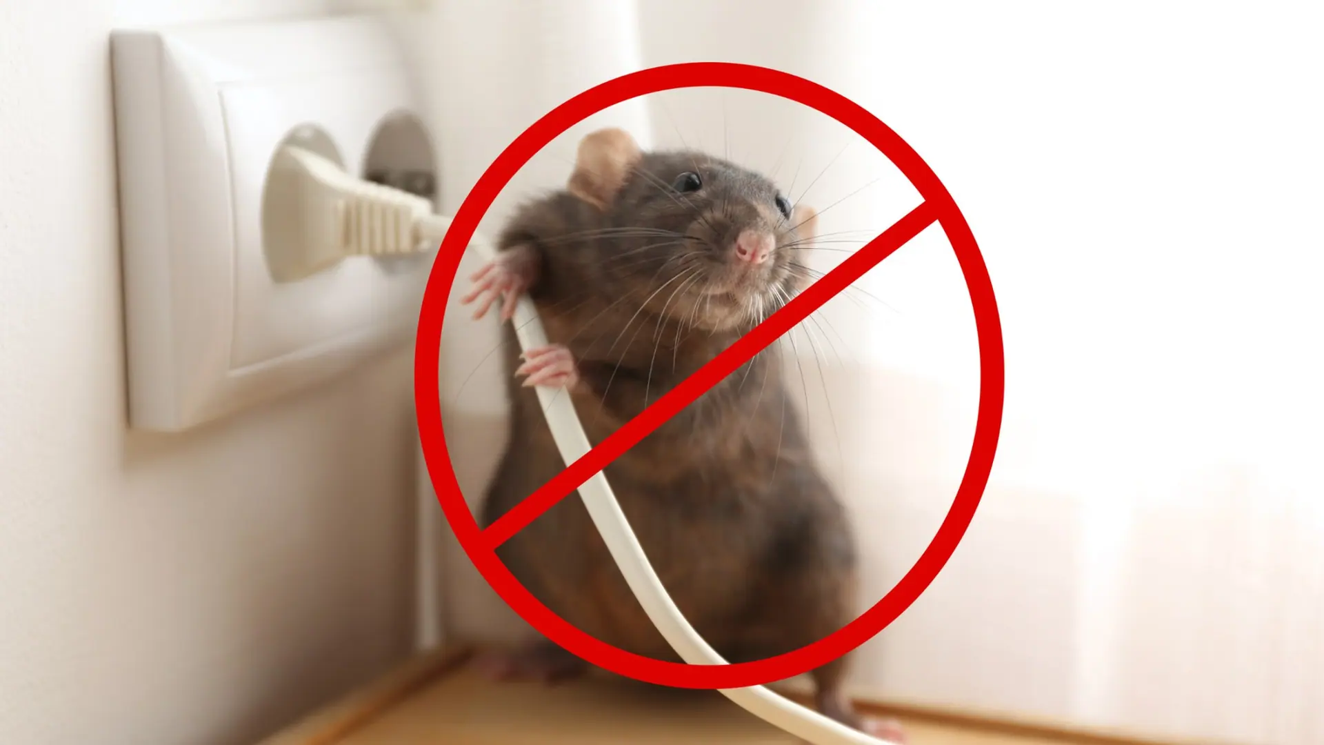 Rat chewing an electrical cord