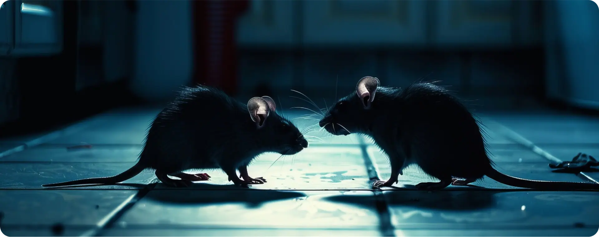 Two rats in a dark room