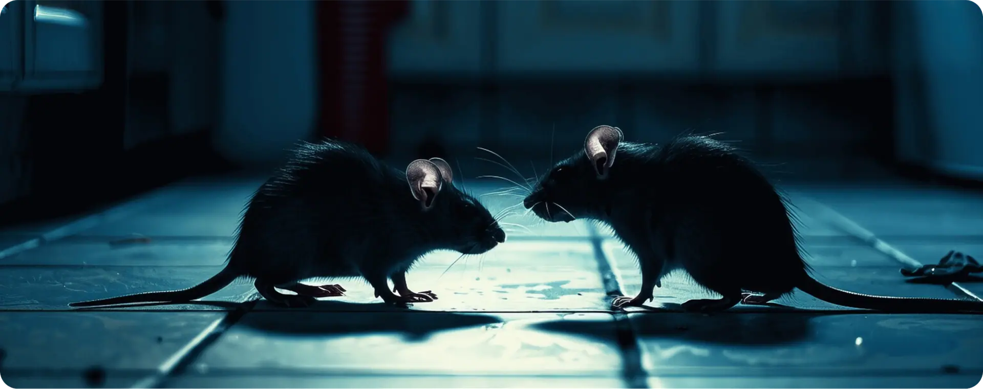Two rats in a dark room